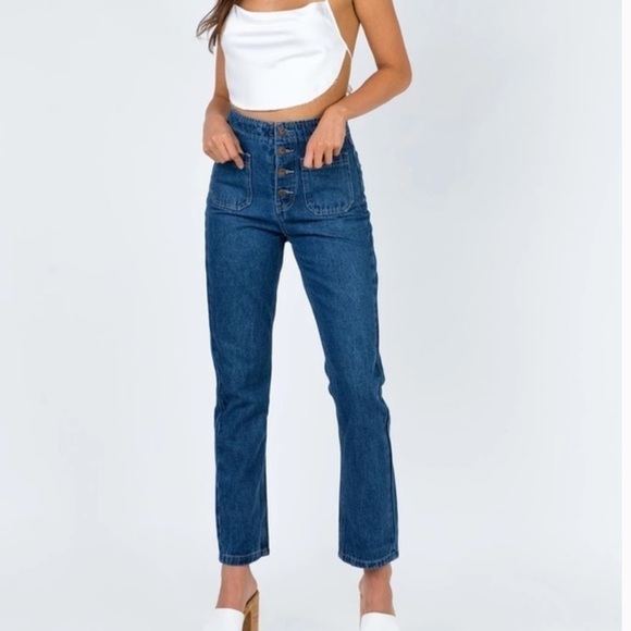 PRINCESS Polly Vela High Waisted Button Front Straight Leg Jeans | Size 2 - Picture 15 of 16
